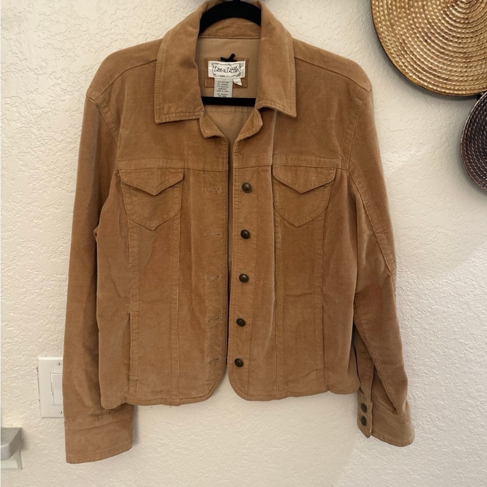 Live a‎ Little" corduroy jacket in a tan/camel color size Large